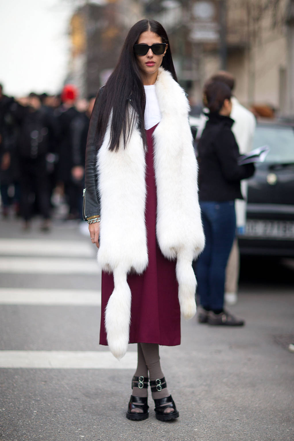 Long Sleek Hair Fashion Week Street Style